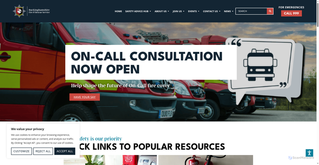 Security scan screenshot of https://bucksfire.gov.uk/