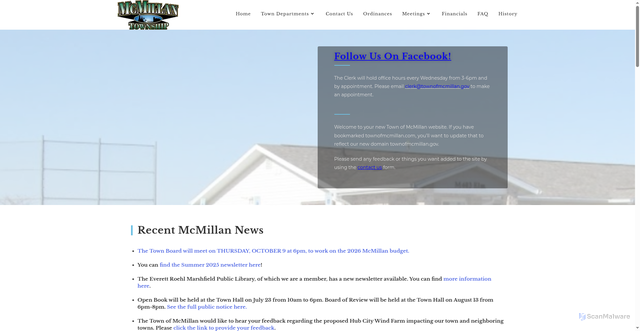 Security scan screenshot of https://www.townofmcmillan.gov/