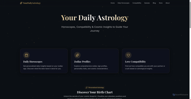 Security scan screenshot of https://yourdailyastrology.com/