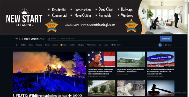 Security scan screenshot of https://journalstar.com