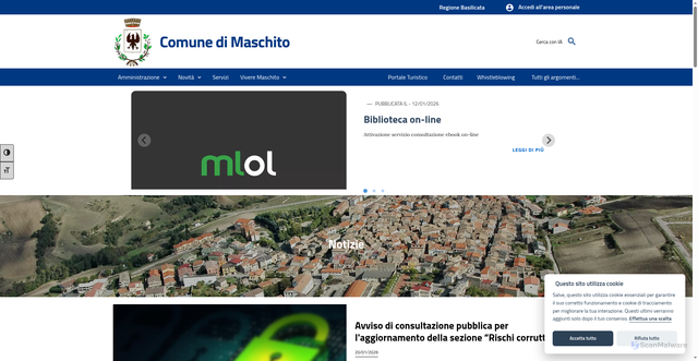 Security scan screenshot of https://www.comune.maschito.pz.it/