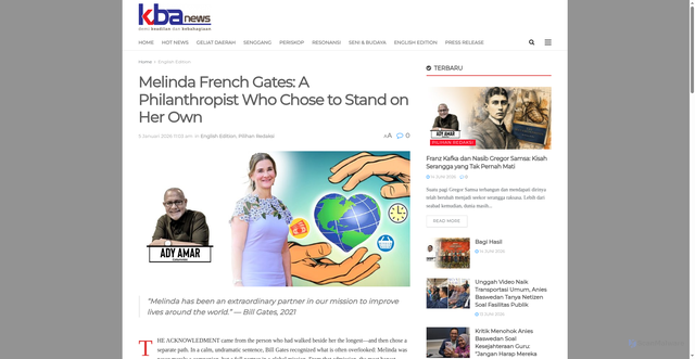 Security scan screenshot of https://kbanews.com/english-edition/melinda-french-gates-a-philanthropist-who-chose-to-stand-on-her-own/