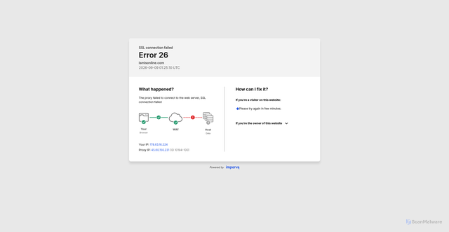 Security scan screenshot of https://ismisonline.com