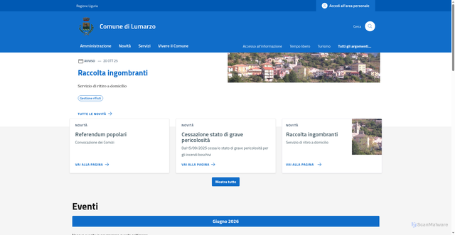 Security scan screenshot of https://www.comune.lumarzo.genova.it
