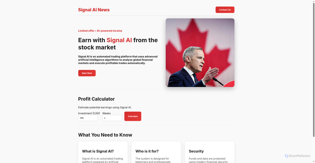 Security scan screenshot of http://signal-ai.website/
