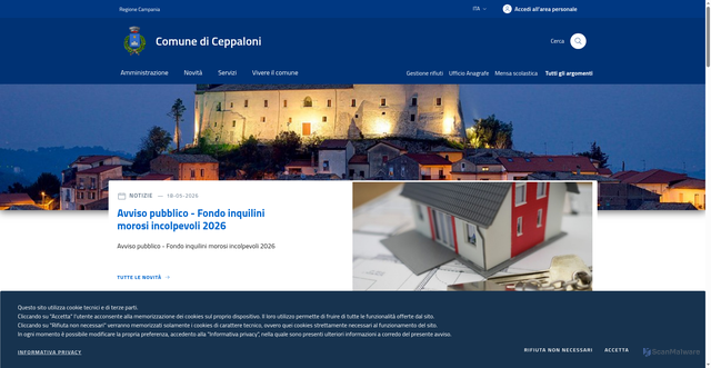Security scan screenshot of https://www.comune.ceppaloni.bn.it/