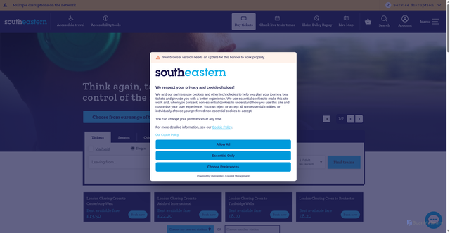 Security scan screenshot of https://southeasternrailway.co.uk