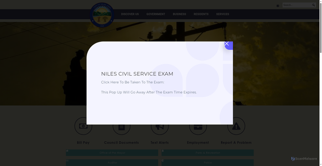 Security scan screenshot of https://thecityofniles.com/