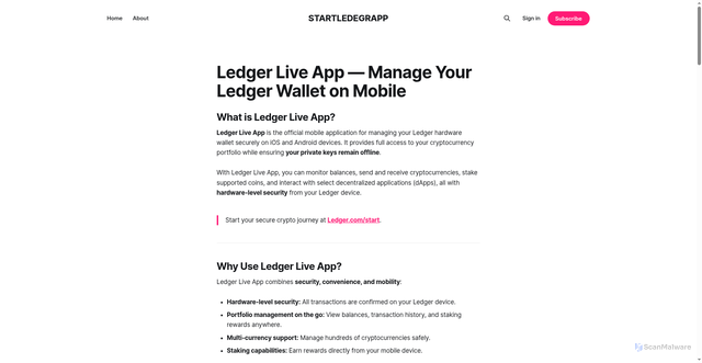 Security scan screenshot of https://startledegrapp.ghost.io/app-liveledger/