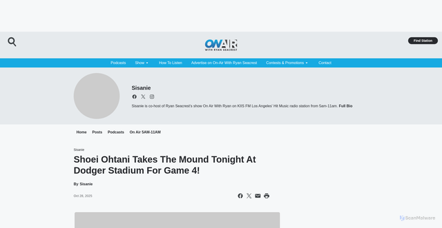 Security scan screenshot of https://onairwithryan.iheart.com/featured/sisanie/content/2025-10-28-shoei-ohtani-takes-the-mound-tonight-at-dodger-stadium-for-game-4/