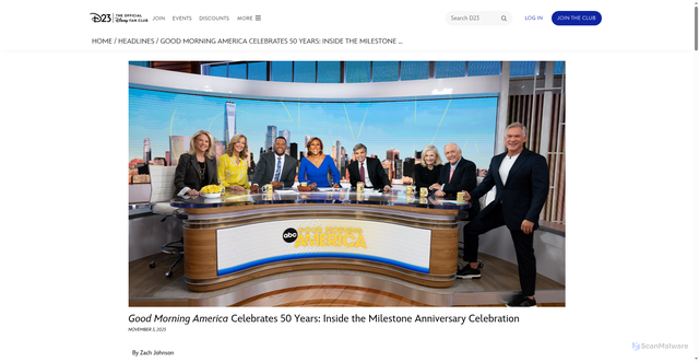 Security scan screenshot of https://d23.com/good-morning-america-celebrates-50-years-inside-the-milestone-anniversary-celebration/