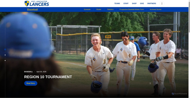 Security scan screenshot of https://usclathletics.com/sports/baseball