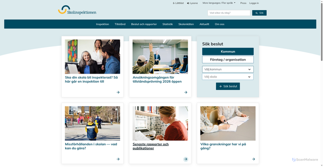 Security scan screenshot of https://www.skolinspektionen.se
