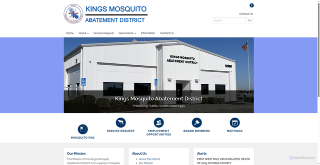 Security scan screenshot of https://www.kingsmosquito.gov/