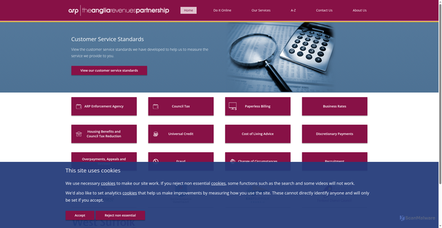 Security scan screenshot of https://www.angliarevenues.gov.uk/
