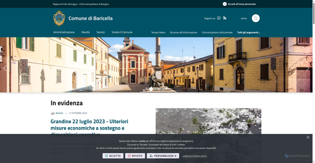 Security scan screenshot of https://www.comune.baricella.bo.it/it-it/home
