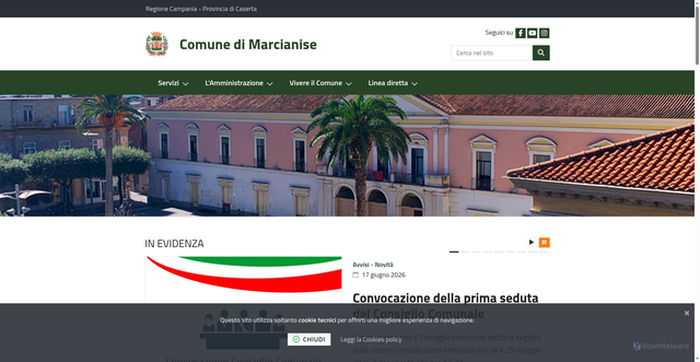 Security scan screenshot of https://www.comune.marcianise.ce.it