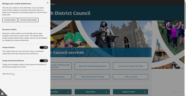 Security scan screenshot of https://www.babergh.gov.uk:443/