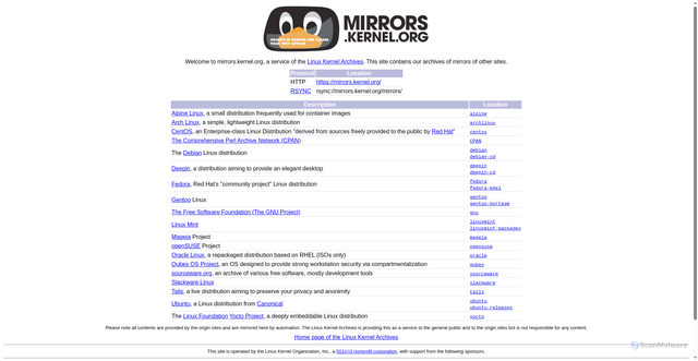 Security scan screenshot of https://mirrors.pdx.kernel.org