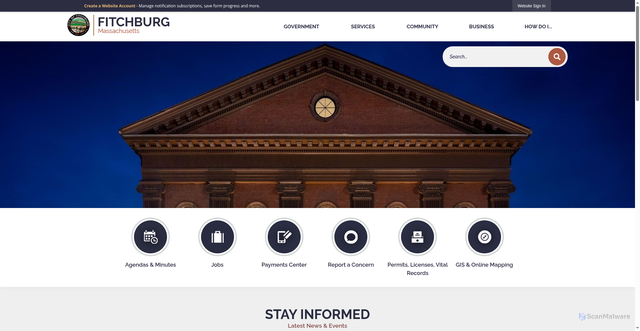 Security scan screenshot of https://fitchburgma.gov/