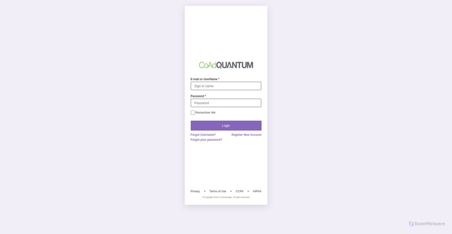 Security scan screenshot of https://coadquantum.coadvantage.com