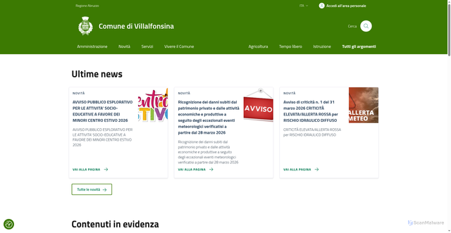 Security scan screenshot of https://www.comune.villalfonsina.ch.it