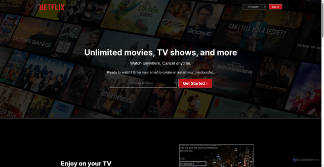 Security scan screenshot of https://netfliix-landing-page-clone.vercel.app/