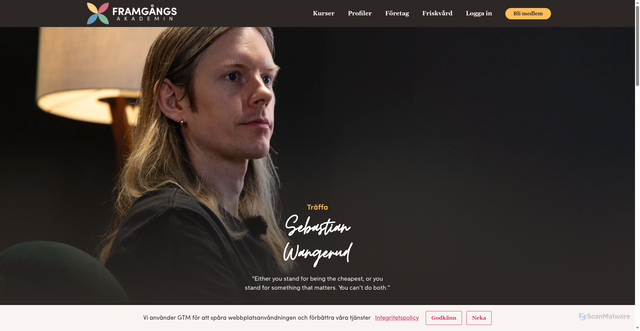 Security scan screenshot of https://framgangsakademin.se/profil/sebastian-wangerud/