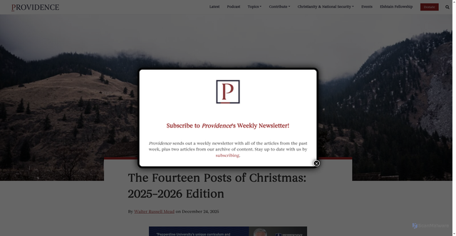Security scan screenshot of https://providencemag.com/2025/12/the-fourteen-posts-of-christmas-2025-2026-edition/