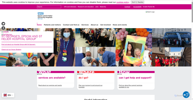 Security scan screenshot of http://www.epsom-sthelier.nhs.uk