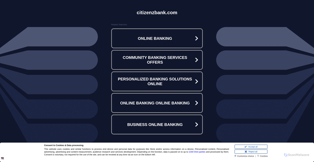 Security scan screenshot of https://citizenzbank.com/