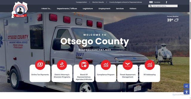 Security scan screenshot of https://otsegocountyny.gov/