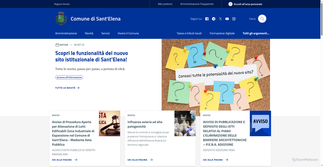 Security scan screenshot of https://www.comune.santelena.pd.it/