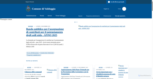 Security scan screenshot of https://www.comune.valduggia.vc.it/
