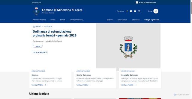 Security scan screenshot of https://comune.minervino.le.it/