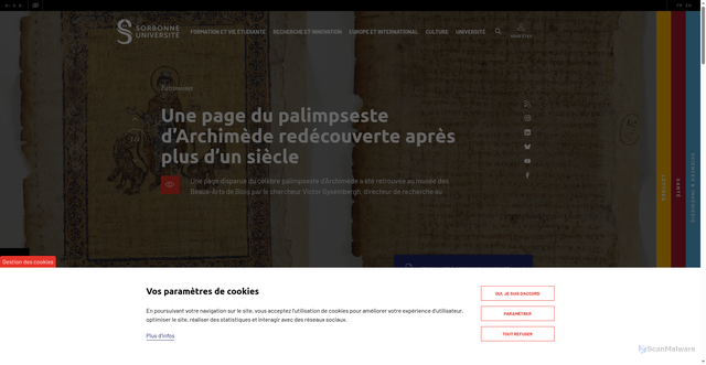 Security scan screenshot of https://sorbonne-universite.fr