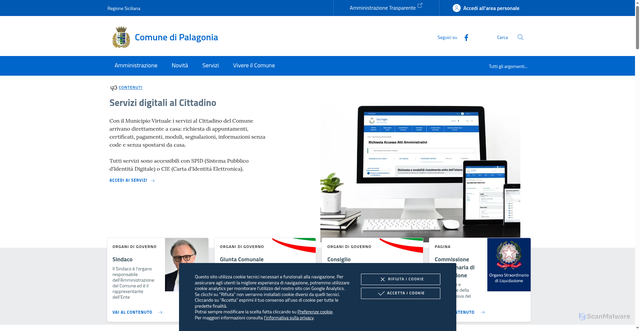 Security scan screenshot of https://www.comune.palagonia.ct.it/