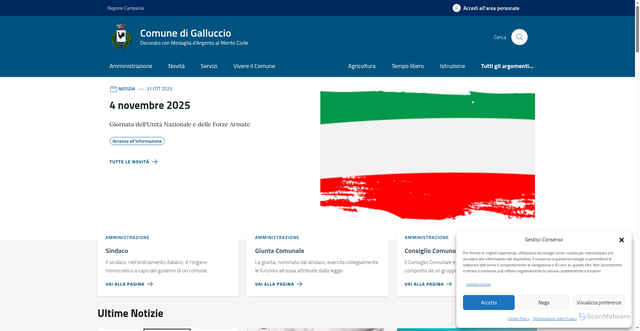 Security scan screenshot of https://comune.galluccio.ce.it/