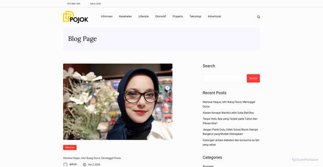 Security scan screenshot of https://pojok.biz.id