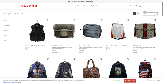 Security scan screenshot of https://ec.2ndstreetusa.com/collections/supreme
