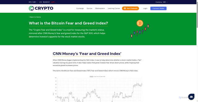 Security scan screenshot of https://cryptoexchange.com/learning/fear-and-greed-index