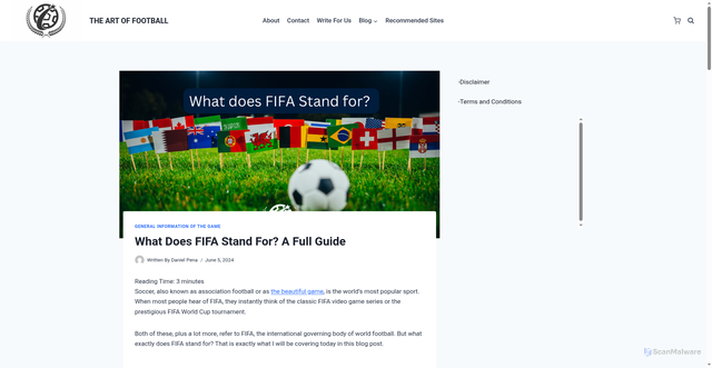 Security scan screenshot of https://artoffootballblog.com/what-does-fifa-stand-for/