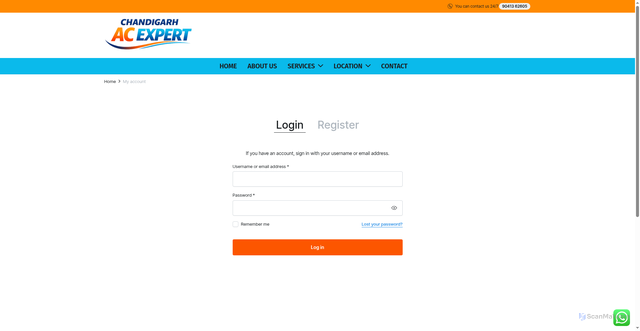 Security scan screenshot of https://chandigarhacexpert.com/my-account-2/