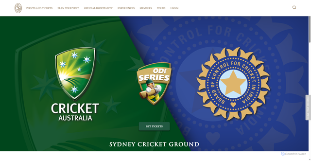 Security scan screenshot of https://www.sydneycricketground.com.au/events/men_s_odi__australia_v_india