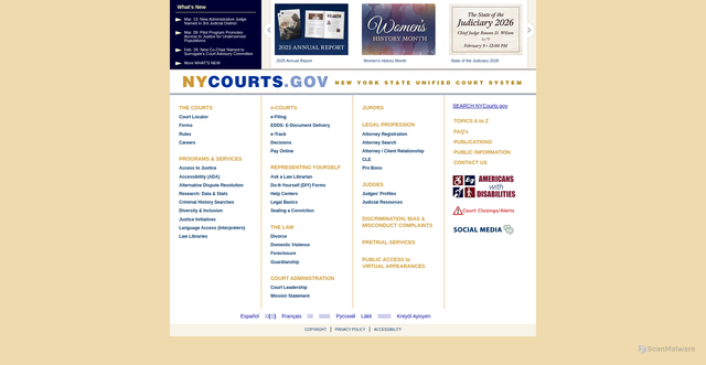 Security scan screenshot of https://courts.state.ny.us