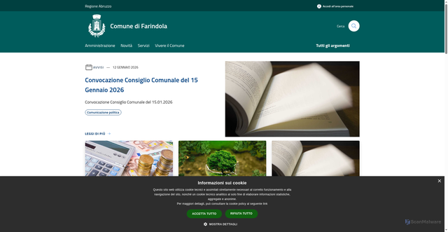 Security scan screenshot of https://www.comune.farindola.pe.it/it