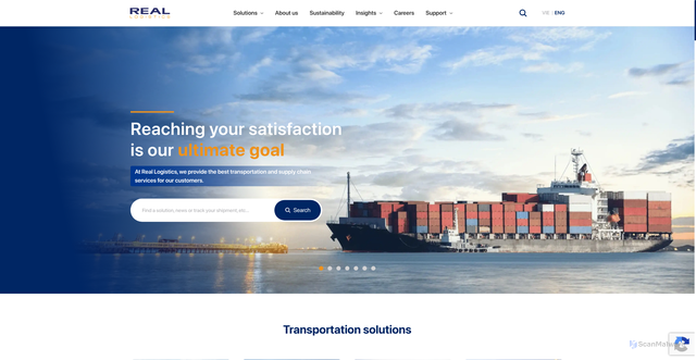Security scan screenshot of https://reallogistics.vn/
