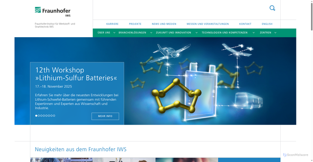 Security scan screenshot of https://www.iws.fraunhofer.de/
