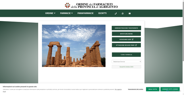 Security scan screenshot of https://www.ordinefarmacisti.ag.it/
