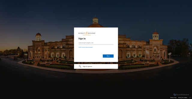 Security scan screenshot of https://sightsoundtheatres.sharepoint.com